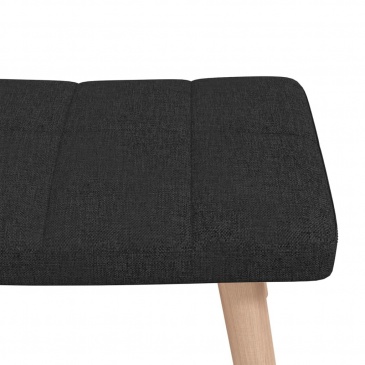 Fotel bujany z podnóżkiem, czarny, obity tkaniną