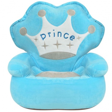 Fotel dla dzieci PRINCE, pluszowy, niebieski