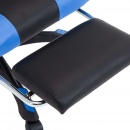Fotel dla gracza, z podnóżkiem, niebiesko-czarny, ekoskóra