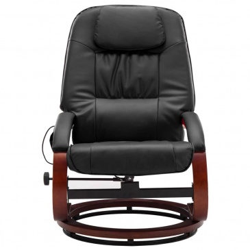 Fotel do masażu z podnóżkiem regulowany czarny ekoskóra