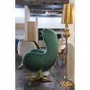 Fotel Egg Velvet Gold King Home szeroki zielony-welur