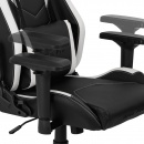 Fotel gamingowy czarno biały alcantara (3)