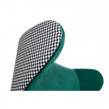 Fotel hampton velvet ciemny zielony tkanina pepitka biało - czarna