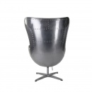 Fotel z ekologicznej skóry 84x112x76cm D2 Jajo aluminium czarno-srebrny