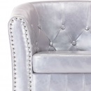 Fotel klubowy z podnóżkiem lśniący srebrny sztuczna skóra