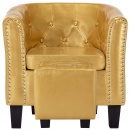 Fotel klubowy z podnóżkiem lśniący złoty sztuczna skóra