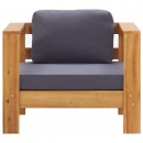 Fotel ogrodowy z poduszką, ciemnoszary, lite drewno akacjowe