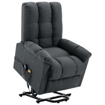 Fotel rozkładany, masujący, podnoszony, ciemnoszary, tkanina
