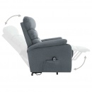 Fotel rozkładany, masujący, podnoszony, jasnoszary, tkanina