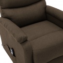 Fotel rozkładany, podnoszony, brązowy, obity tkaniną