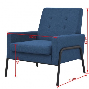 Fotel do salonu tapicerowany materiałem niebieski