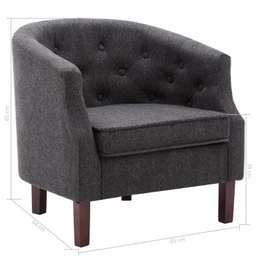 Fotel tapicerowany tkaniną 65 x 64 x 65 cm ciemnoszary