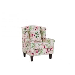 Fotel uszak z podnóżkiem w kwiaty kremowy HAMAR