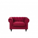Fotel welurowy czerwony CHESTERFIELD