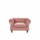 Fotel welurowy różowy CHESTERFIELD