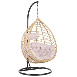 Fotel wiszący ze stojakiem arsita polyrattan naturalny Fotel wiszący ze stojakiem arsita polyrattan naturalny