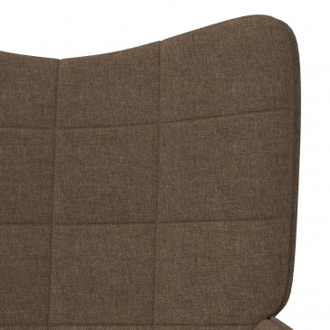 Fotel z podnóżkiem, brązowy, obity tkaniną