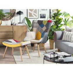 Fotel z podnóżkiem patchwork wielokolorowy VEJLE