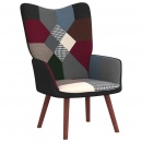 Fotel z podnóżkiem, patchworkowy, obity tkaniną