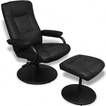 Fotel biurowy z podnóżkiem skóra syntetyczna czarny