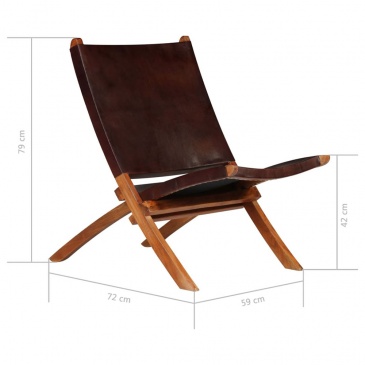 Fotel z prawdziwej skóry, 59 x 72 x 79 cm, brązowy