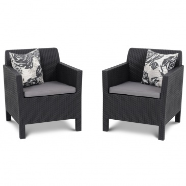 Komplet 2 foteli ogrodowych Orlando Duo Allibert 75x65cm grafit/szary