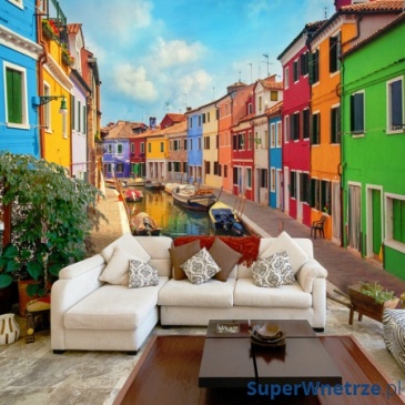 Fototapeta - Kolorowy kanał w Burano (300x210 cm)