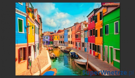 Fototapeta - Kolorowy kanał w Burano (300x210 cm)