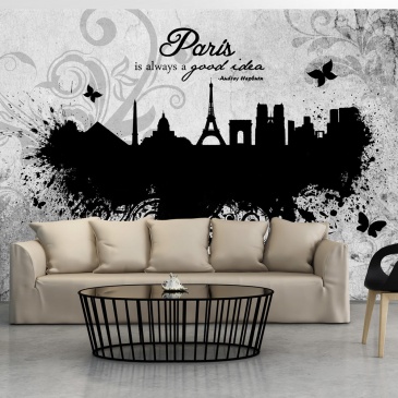 Fototapeta - Paris is always a good idea - black and white (300x210 cm)