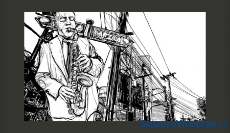 Fototapeta - Saxophone recital on Broadway (450x270 cm)