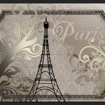 Fototapeta - Vintage Paris - złoty (300x210 cm)