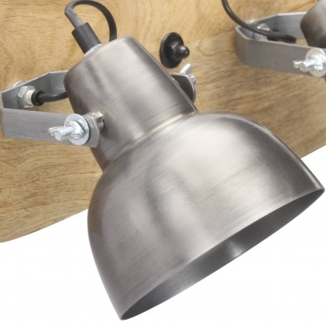 Industrialna lampa ścienna, srebrna, 68x23cm, E27, drewno mango