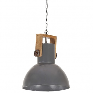 Industrialna lampa wisząca, 25 W, szara, okrągła, 32 cm, E27