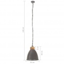 Industrialna lampa wisząca, szare żelazo i drewno, 35 cm, E27