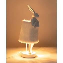 Kare lampa stołowa rabbit fur 50 cm       biała / srebrna