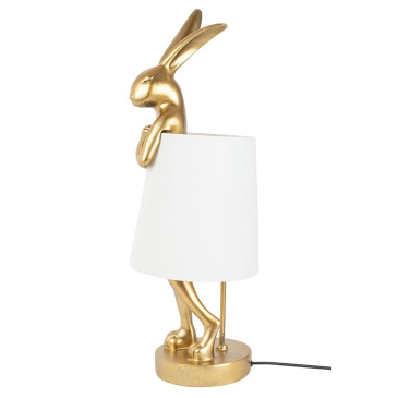 Kare lampa stołowa rabbit złota / biała