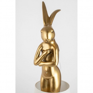 Kare lampa stołowa rabbit złota / biała