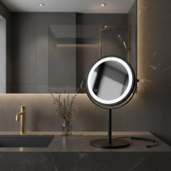Kleine Wolke Recharge Mirror Led Lusterko kosmetyczne 17 cm czarne wys. 32,5 cm ładowanie USB