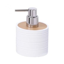 Komplet akcesoriów łazienkowych z naturalnego bambusa, biały- Szczotka do WC Dozownik i Kubek - Yoka