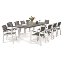 Komplet ogrodowy 10-osobowy harmony : kolor - white - cappuccino