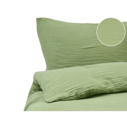 Komplet pościeli SUMNER Muślin bawełniany 150 x 200 cm Zielony Komplet pościeli SUMNER Muślin bawełniany 150 x 200 cm Zielony