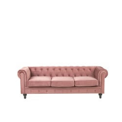 Komplet wypoczynkowy welurowy 4-osobowy różowy CHESTERFIELD