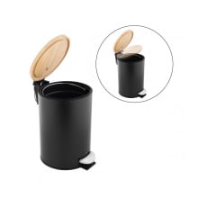 Kosz na śmieci do łazienki 3L pokrywa bambusowa