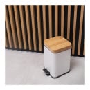 Kosz na śmieci do łazienki biura z pedałem bambus biały kwadratowy - yoka