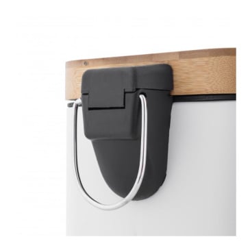 Kosz na śmieci do łazienki biura z pedałem bambus biały kwadratowy - yoka