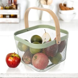 Koszyk do przechowywania metalowy zielony greenish 27x24,5x17,5 cm