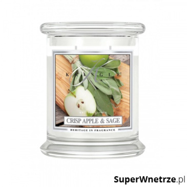 Kringle Candle - Crisp Apple Sage - średni, klasyczny słoik (411g) z 2 knotami