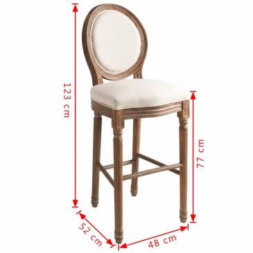 Krzesła barowe, 2 szt., białe, len