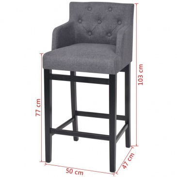 Krzesła barowe 2 szt. materiałowe 50x47x103 cm ciemnoszare