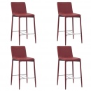Krzesła barowe 4 szt. kolor czerwonego wina sztuczna skóra